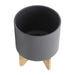 S/2 8/10' PLANTER W/ WOOD STAND, MATTE GRAY Default -DTYStore