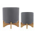 S/2 8/10' PLANTER W/ WOOD STAND, MATTE GRAY Default -DTYStore