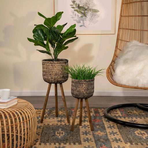 S/2 BAMBOO PLANTERS ON STANDS Default -DTYStore