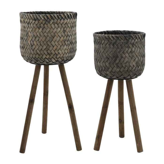 S/2 BAMBOO PLANTERS ON STANDS Default -DTYStore