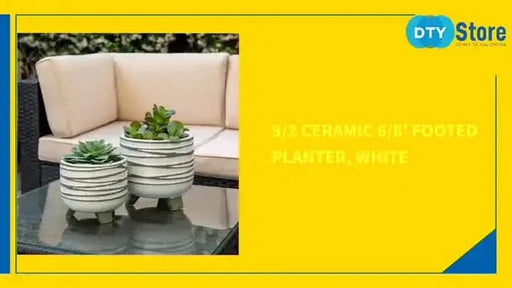 S/2 CERAMIC 6/8' FOOTED PLANTER, WHITE Default -DTYStore