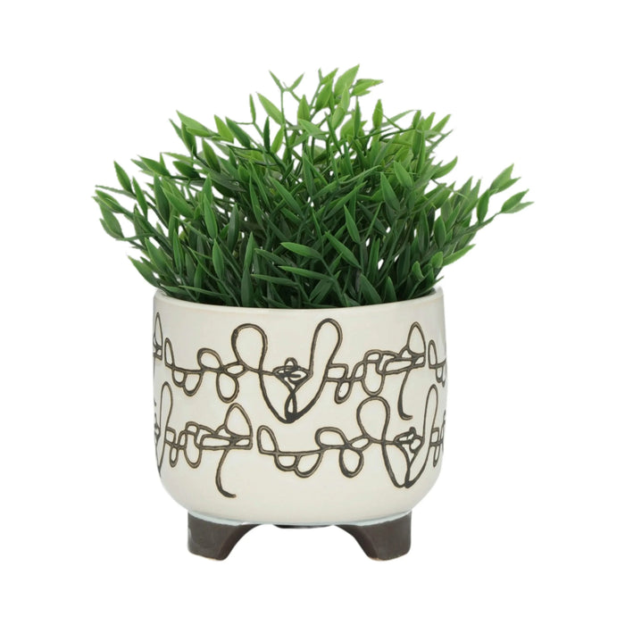 S/2 CERAMIC 6/8' SCRIBBLE FOOTED PLANTER, BEIGE Default -DTYStore