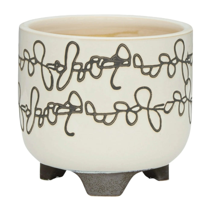 S/2 CERAMIC 6/8' SCRIBBLE FOOTED PLANTER, BEIGE Default -DTYStore