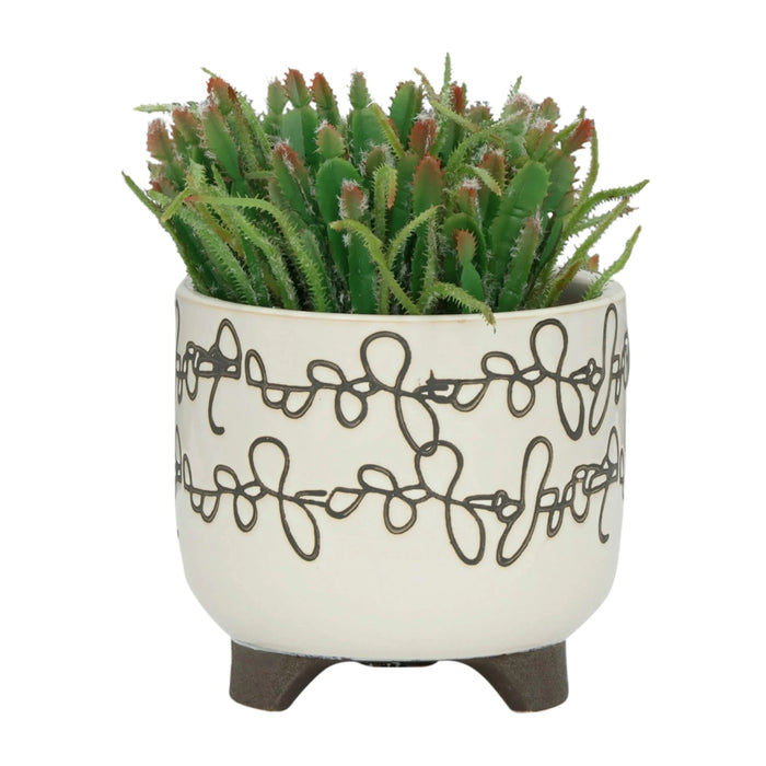 S/2 CERAMIC 6/8' SCRIBBLE FOOTED PLANTER, BEIGE Default -DTYStore