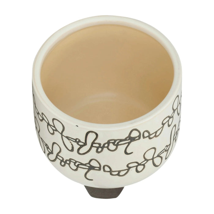 S/2 CERAMIC 6/8' SCRIBBLE FOOTED PLANTER, BEIGE Default -DTYStore