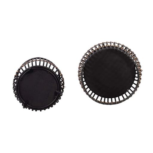 S/3 BAMBOO FOOTED PLANTERS 17/14/10', BLACK Default -DTYStore