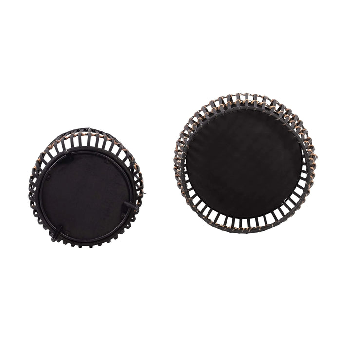 S/3 BAMBOO FOOTED PLANTERS 17/14/10', BLACK Default -DTYStore