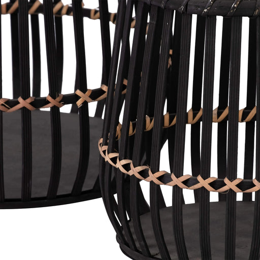 S/3 BAMBOO FOOTED PLANTERS 17/14/10', BLACK Default -DTYStore