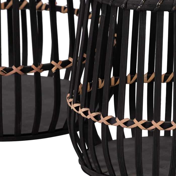 S/3 BAMBOO FOOTED PLANTERS 17/14/10', BLACK Default -DTYStore