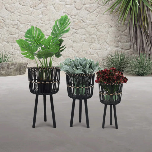 S/3 BAMBOO PLANTERS 11/13/15', BLACK Default -DTYStore