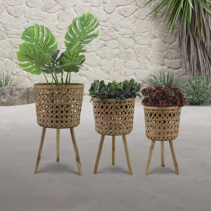 S/3 BAMBOO PLANTERS 11/13/15' NATURAL Default -DTYStore