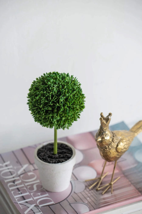 S/3 D3.5x9.5' Mini Faux Topiaries in Cream Pot Default -DTYStore