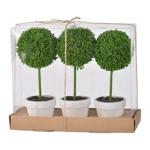 S/3 D3.5x9.5' Mini Faux Topiaries in Cream Pot Default -DTYStore