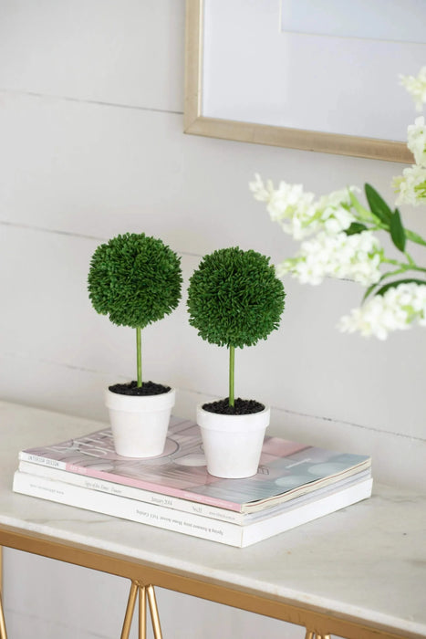 S/3 D3.5x9.5' Mini Faux Topiaries in Cream Pot Default -DTYStore