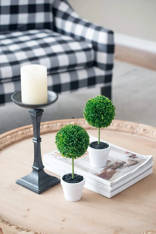 S/3 D3.5x9.5' Mini Faux Topiaries in Cream Pot Default -DTYStore