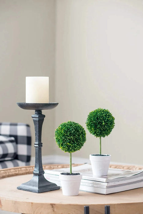 S/3 D3.5x9.5' Mini Faux Topiaries in Cream Pot Default -DTYStore