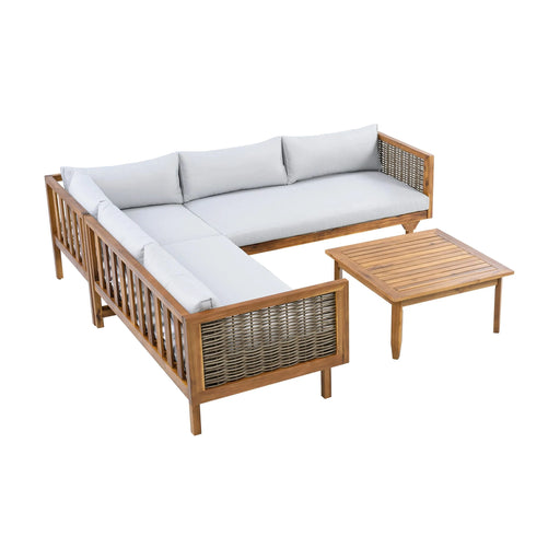 SECTIONAL SEATING GROUP WITH WATERPROOF CUSHIONS - PREMIUM OUTDOOR SOFA SET(LIGHT GRAY CUSHION) Default -DTYStore