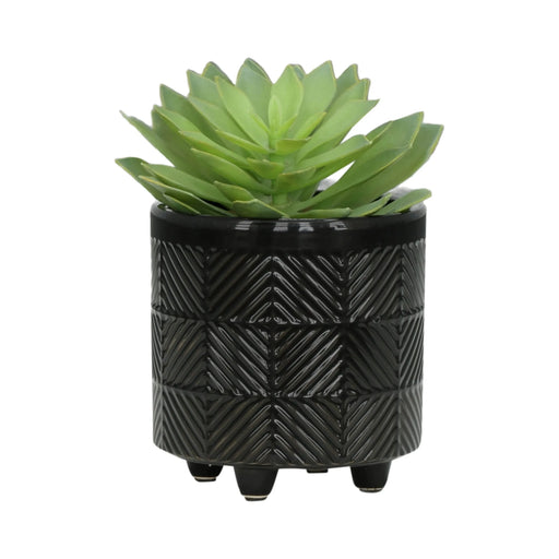 SET OF TWO TEXTURED PLANTERS FOR INDOOR OUTDOOR HOME DECOR, MODERN ACCENT Black -DTYStore