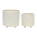 SET OF TWO TEXTURED PLANTERS FOR INDOOR OUTDOOR HOME DECOR, MODERN ACCENT White -DTYStore