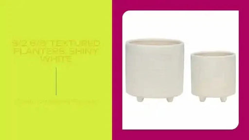 SET OF TWO TEXTURED PLANTERS FOR INDOOR OUTDOOR HOME DECOR, MODERN ACCENT White -DTYStore