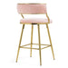 (SET of 2) 26'' Counter height bar stools Corduroy kitchen island counter bar stool with back,golden chromed base and footrest (PINK) Default -DTYStore