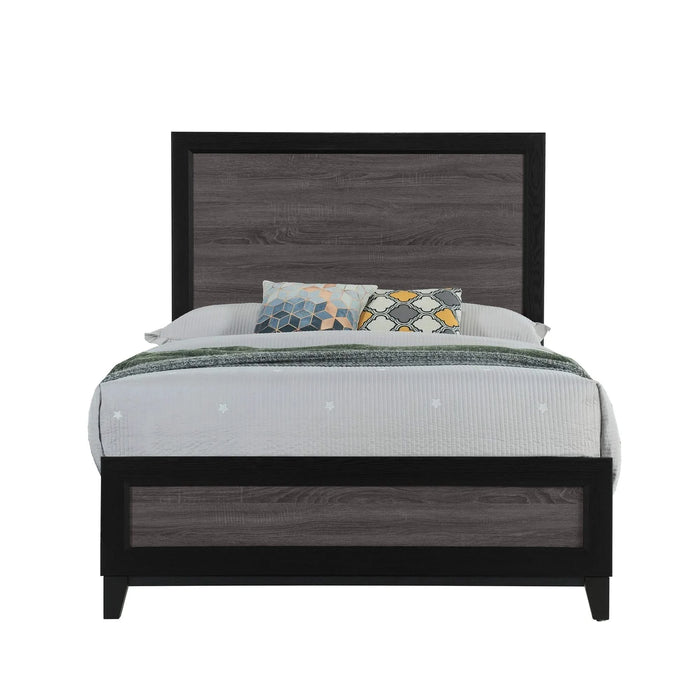 SOLUTO Urban Farmhouse King Bedroom Set Dark Gray and Black Solid Wood MDF Default -DTYStore