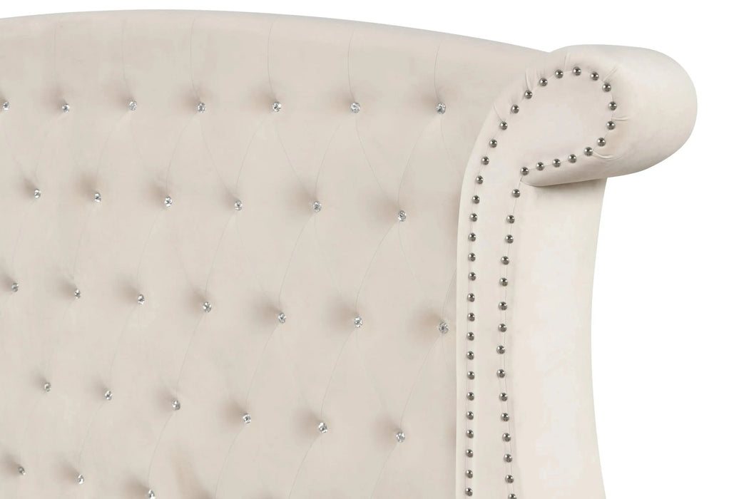 SOPHIA Crystal Tufted Full 4 Pc Bed Made with Wood in Cream Default -DTYStore