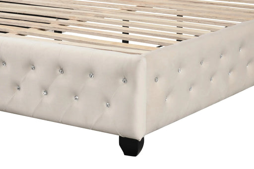 SOPHIA Crystal Tufted Full 4 Pc Bed Made with Wood in Cream Default -DTYStore