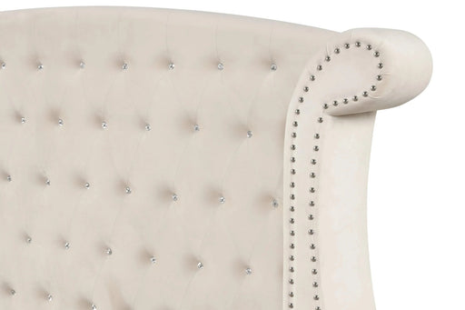 SOPHIA Crystal Tufted Full 5 Pc Bed Made with Wood in Cream Default -DTYStore