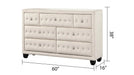 SOPHIA Crystal Tufted Full 5 Pc Bed Made with Wood in Cream Default -DTYStore