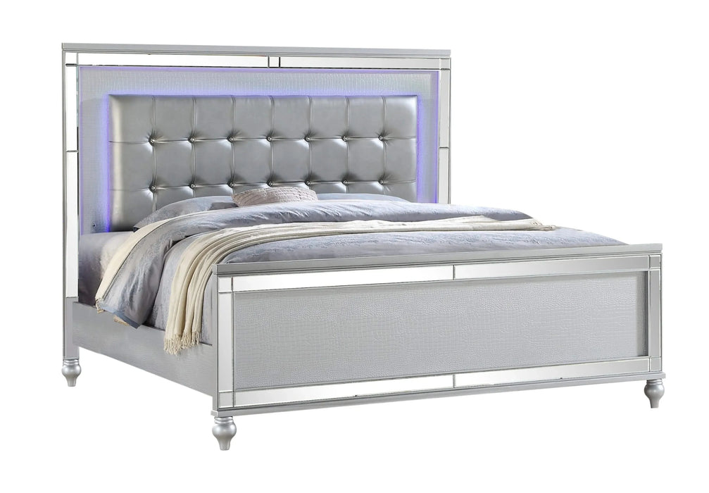 STERLING Full 4 PC LED Bedroom set made with wood in Silver Color Default -DTYStore