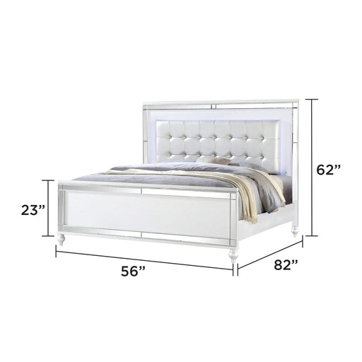 STERLING Full 4 PC LED Bedroom set made with wood in White Color Default -DTYStore