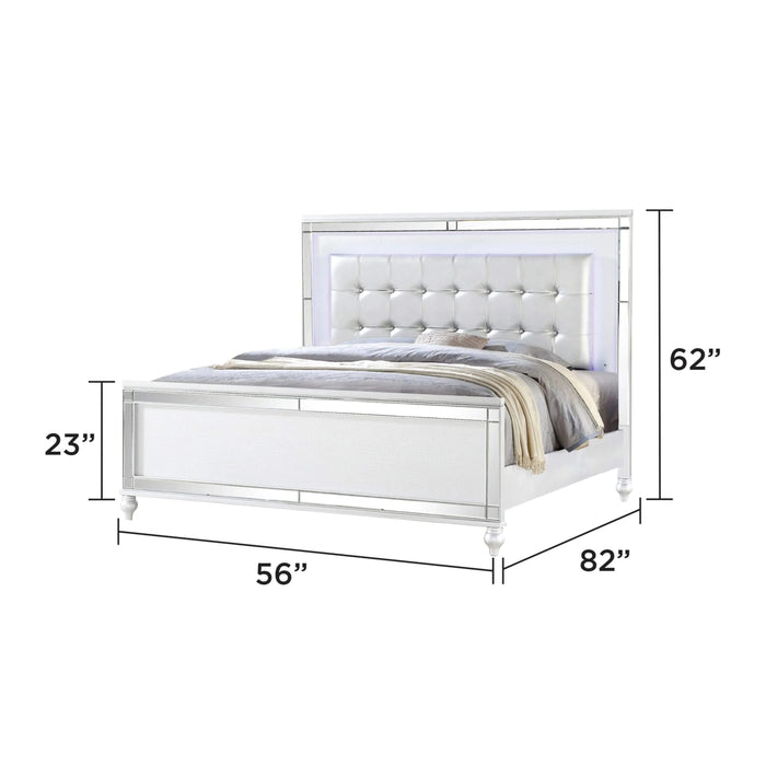 STERLING Full 4 PC LED Bedroom set made with wood in White Color Default -DTYStore
