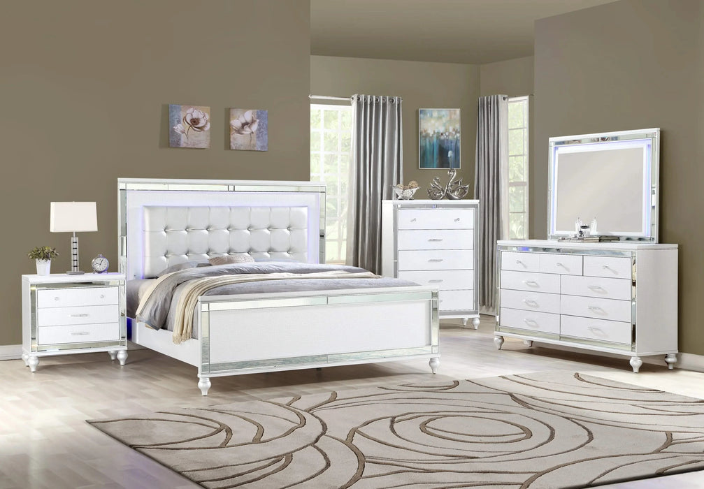 STERLING Full 5 PC LED Bedroom set made with wood in White Color Default -DTYStore