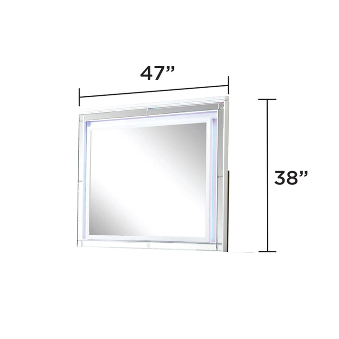 STERLING King 4 PC LED Bedroom set made with wood in White Color Default -DTYStore