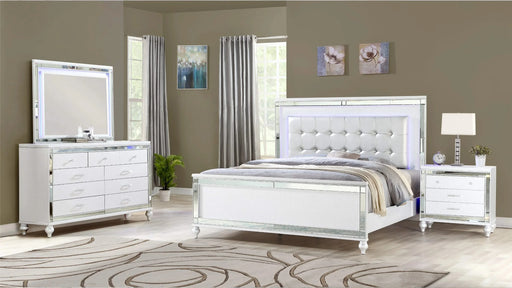 STERLING King 4 PC LED Bedroom set made with wood in White Color Default -DTYStore