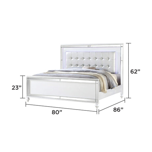 STERLING King 4 PC LED Bedroom set made with wood in White Color Default -DTYStore