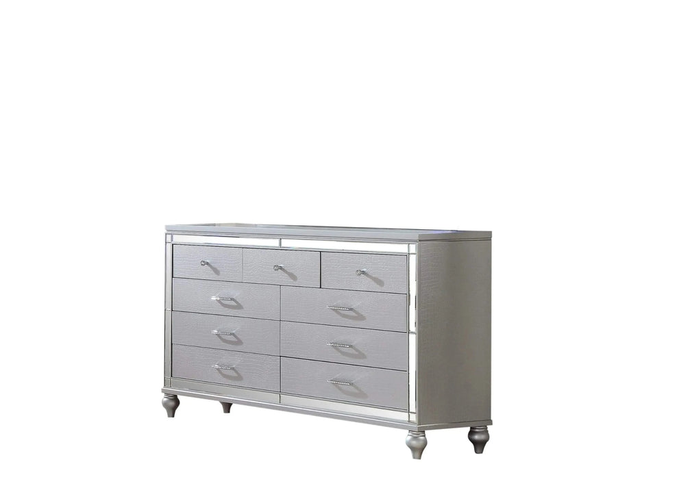 STERLING King 5 PC LED Bedroom set made with wood in Silver Color Default -DTYStore