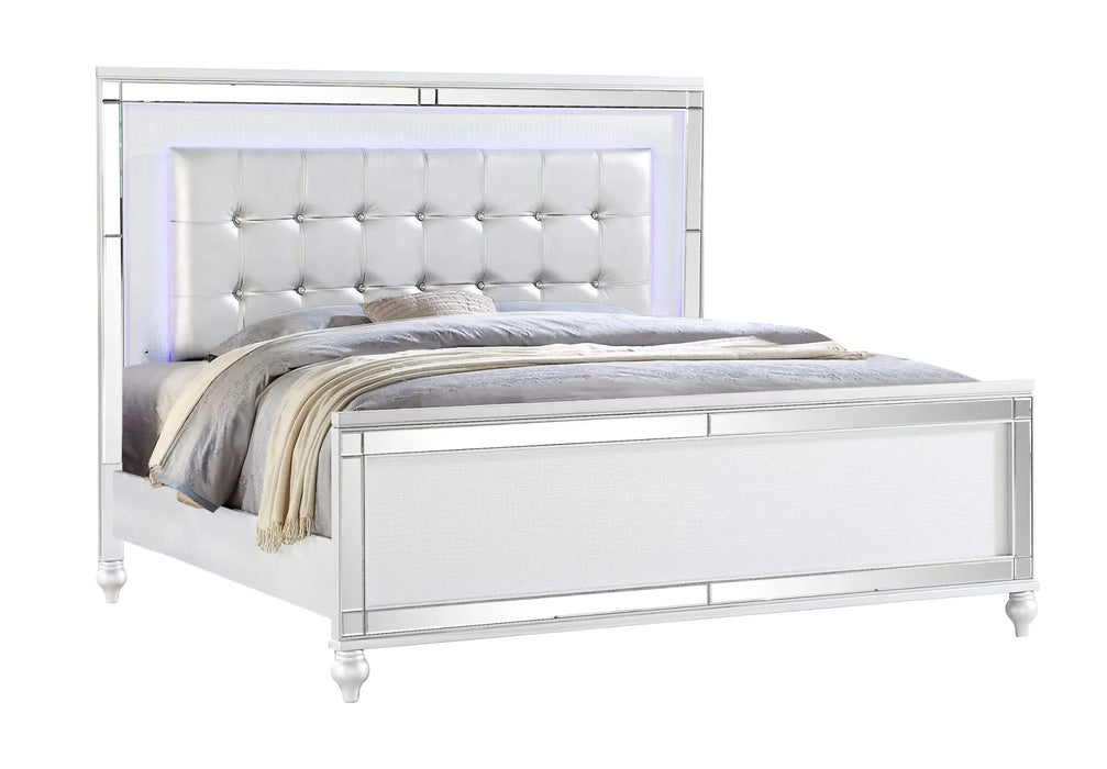 STERLING King 5 PC LED Bedroom set made with wood in White Color Default -DTYStore