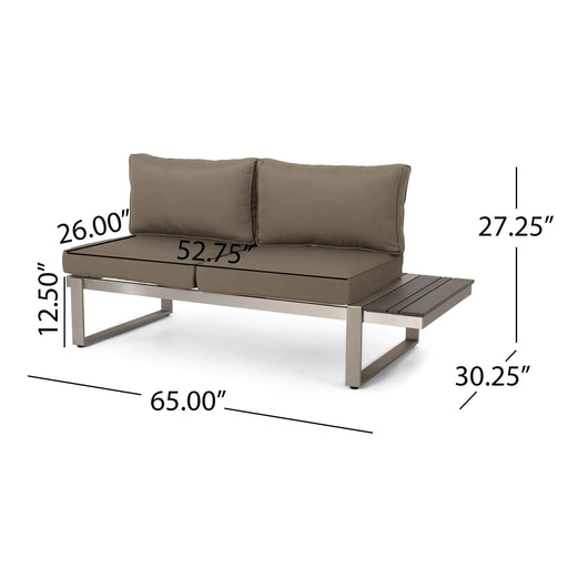 STERLING Outdoor Aluminum V-Shaped 5 Seater Sofa Set with Cushions Default -DTYStore