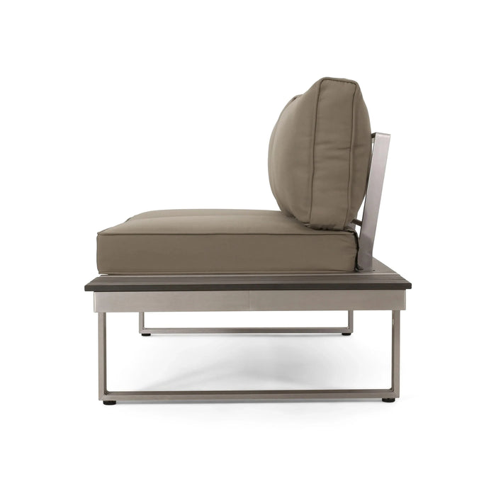 STERLING Outdoor Aluminum V-Shaped 5 Seater Sofa Set with Cushions Default -DTYStore