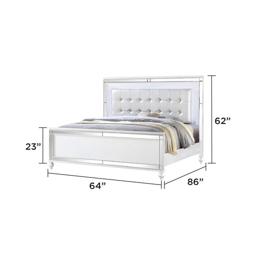 STERLING Queen 5 PC LED Bedroom set made with wood in White Color Default -DTYStore
