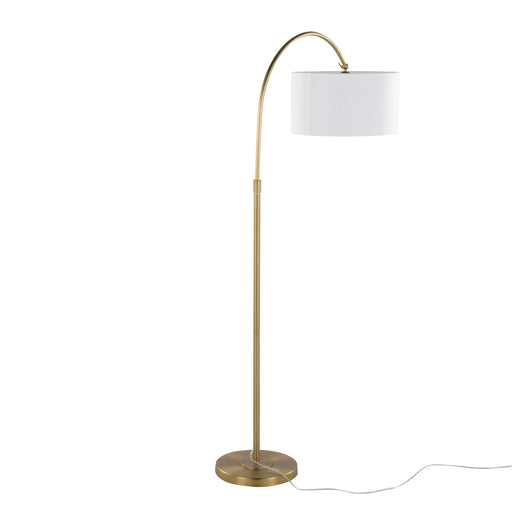Salon Reader 63' Contemporary Metal Floor Lamp in Gold Metal with White Linen Shade from Grandview Gallery by LumiSource Default -DTYStore