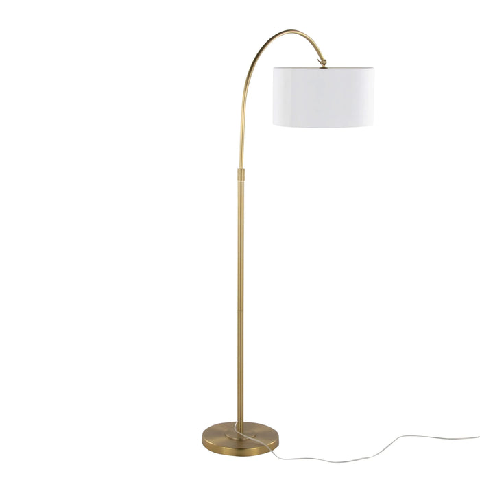 Salon Reader 63' Contemporary Metal Floor Lamp in Gold Metal with White Linen Shade from Grandview Gallery by LumiSource Default -DTYStore