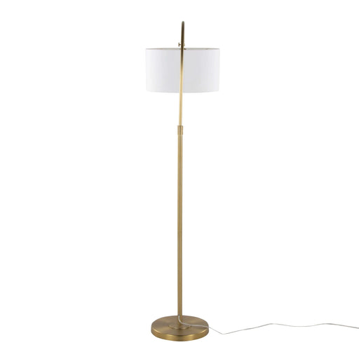 Salon Reader 63' Contemporary Metal Floor Lamp in Gold Metal with White Linen Shade from Grandview Gallery by LumiSource Default -DTYStore