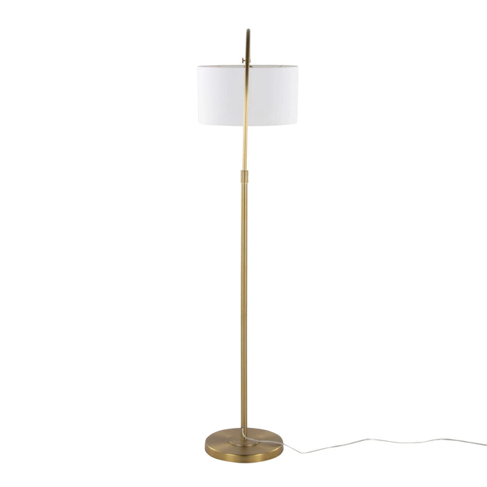 Salon Reader 63' Contemporary Metal Floor Lamp in Gold Metal with White Linen Shade from Grandview Gallery by LumiSource Default -DTYStore