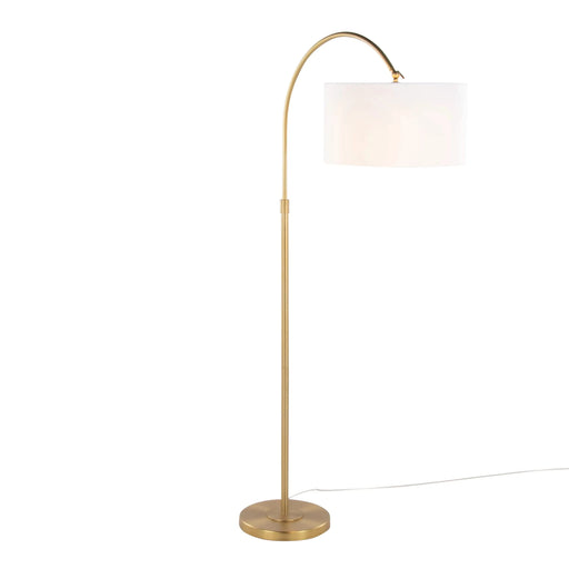 Salon Reader 63' Contemporary Metal Floor Lamp in Gold Metal with White Linen Shade from Grandview Gallery by LumiSource Default -DTYStore