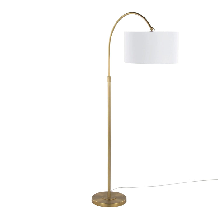 Salon Reader 63' Contemporary Metal Floor Lamp in Gold Metal with White Linen Shade from Grandview Gallery by LumiSource Default -DTYStore