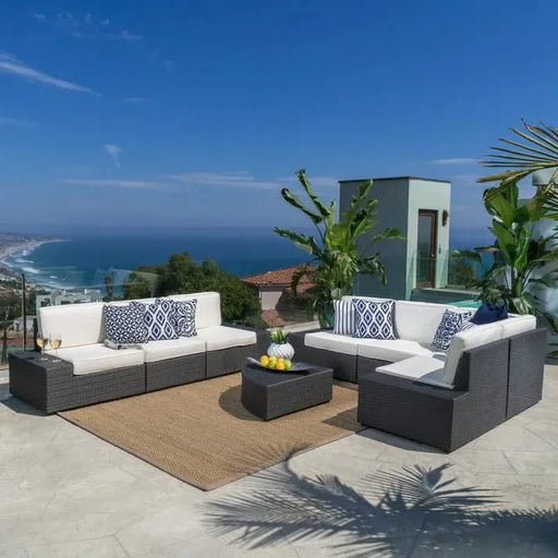 Santa Cruz Outdoor 8-piece Sectional Set Default -DTYStore
