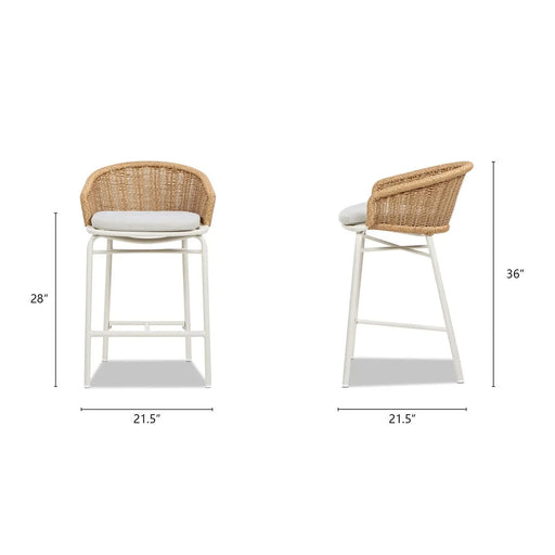 Santorini 28' Wicker Back Outdoor Bar Stool, Set of 2, Wheat Beige Axroma Olefin Default -DTYStore